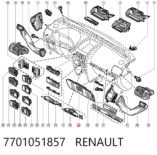 Tapa guantera 7701051857 Renault (RVI)