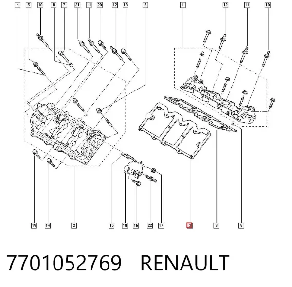 Junta de la tapa de bancada de la culata 7701052769 Renault (RVI)
