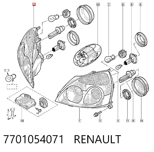 Faro derecho 7701054071 Renault (RVI)