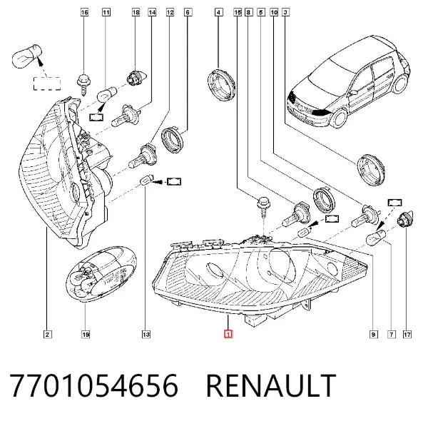 Faro izquierdo 7701054656 Renault (RVI)