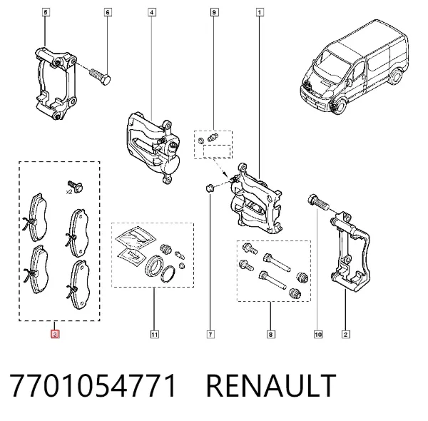 Pastillas de freno 7701054771 Renault (RVI)