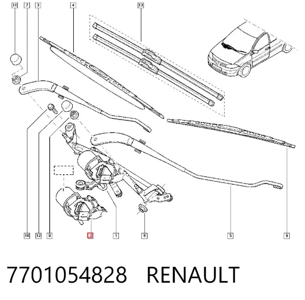 Motor limpiaparabrisas 7701054828 Renault (RVI)