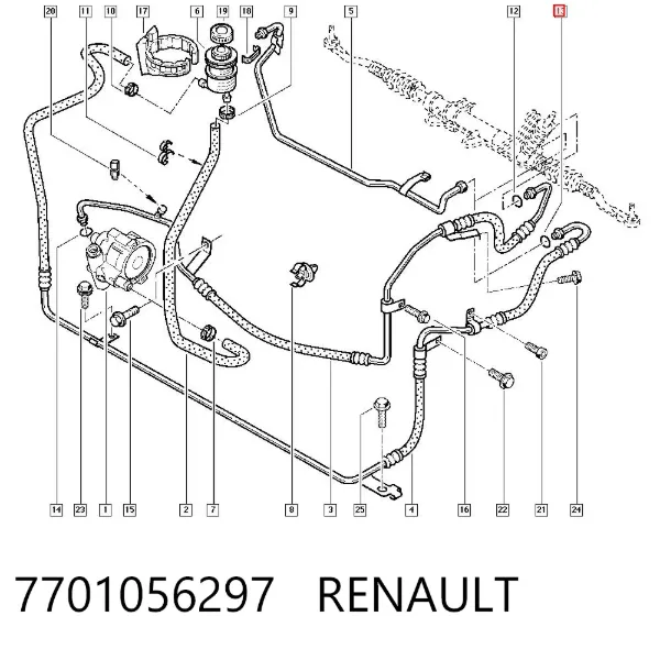 Anillo de sellado de tubo de dirección asistida 7701056297 Renault (RVI)