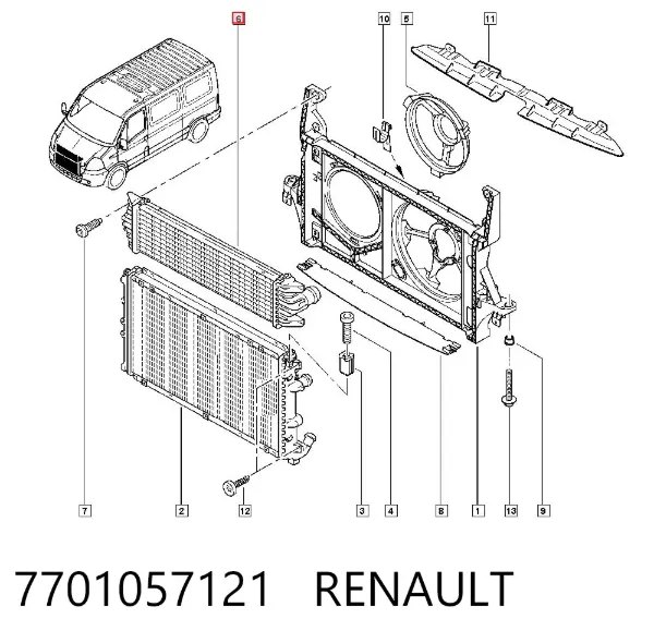 Intercooler 7701057121 Renault (RVI)
