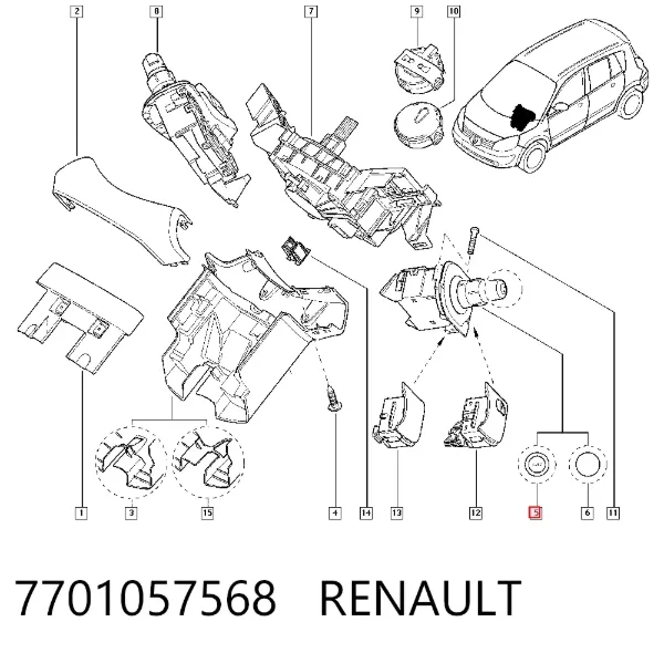 Conmutador izquierdo de la columna de dirección 7701057568 Renault (RVI)