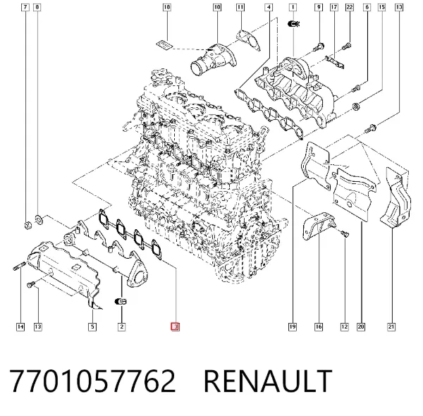 Junta colector escape 7701057762 Renault (RVI)