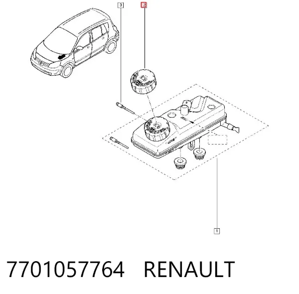 Tapa del depósito del cilindro maestro de freno 7701057764 Renault (RVI)