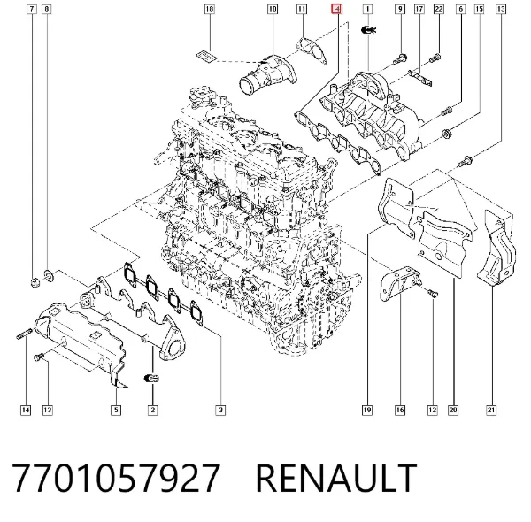 Junta de colector de admisión 7701057927 Renault (RVI)