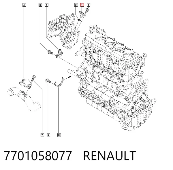 Sensor de árbol de levas 7701058077 Renault (RVI)