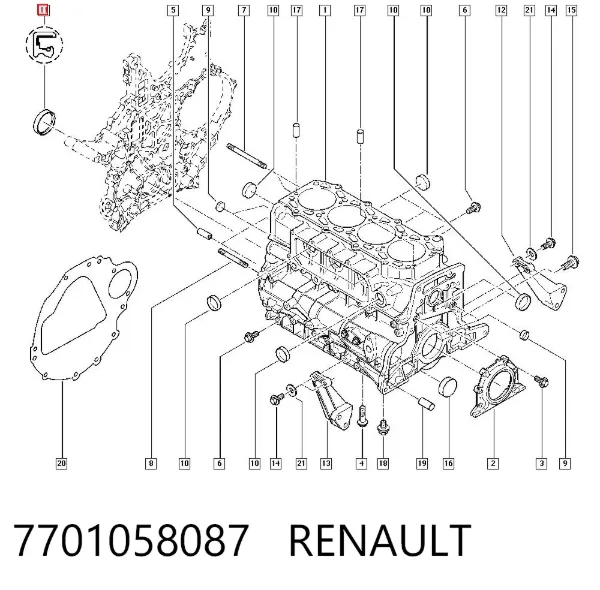 Retén de cigüeñal frontal 7701058087 Renault (RVI)