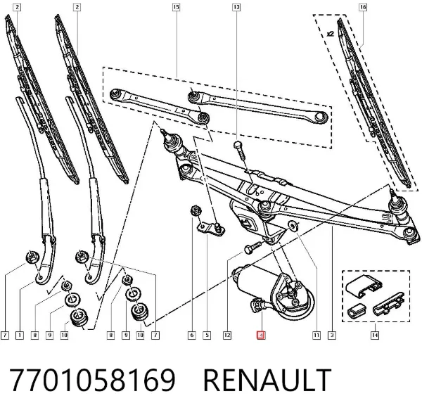 Motor limpiaparabrisas 7701058169 Renault (RVI)