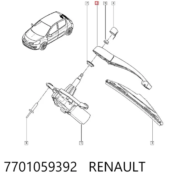 Brazo del limpiaparabrisas, trasero 7701059392 Renault (RVI)