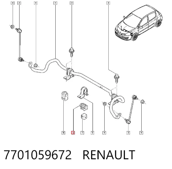 Buje de barra estabilizadora delantera 7701059672 Renault (RVI)