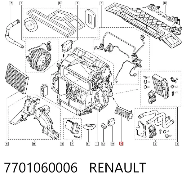 Calentador eléctrico de aire para el sistema de calefacción del habitáculo 7701060006 Renault (RVI)