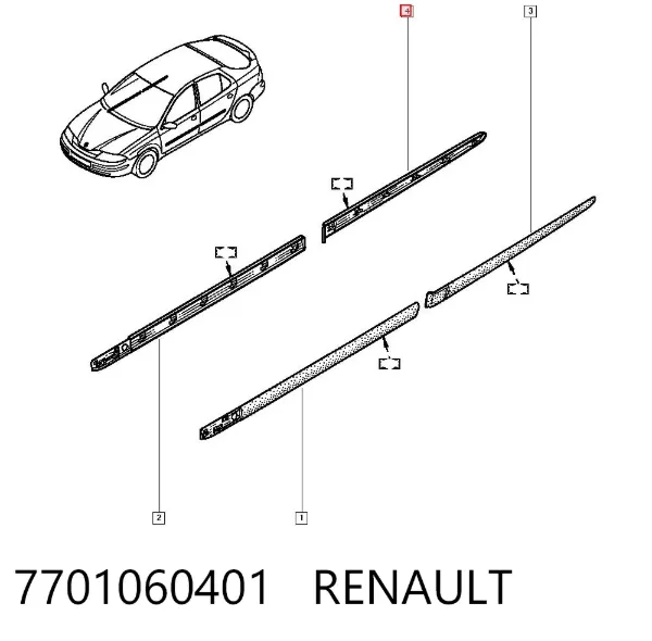 Moldura de puerta trasera derecha 7701060401 Renault (RVI)