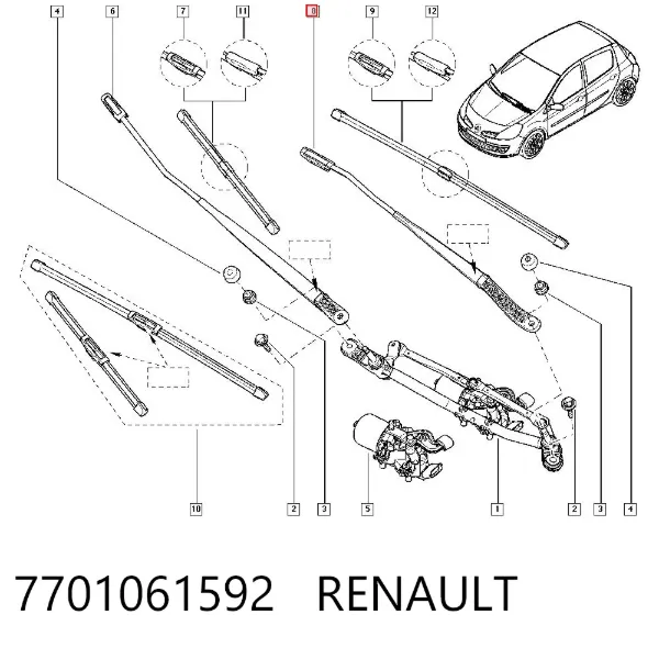 Brazo del limpiaparabrisas Renault Clio III