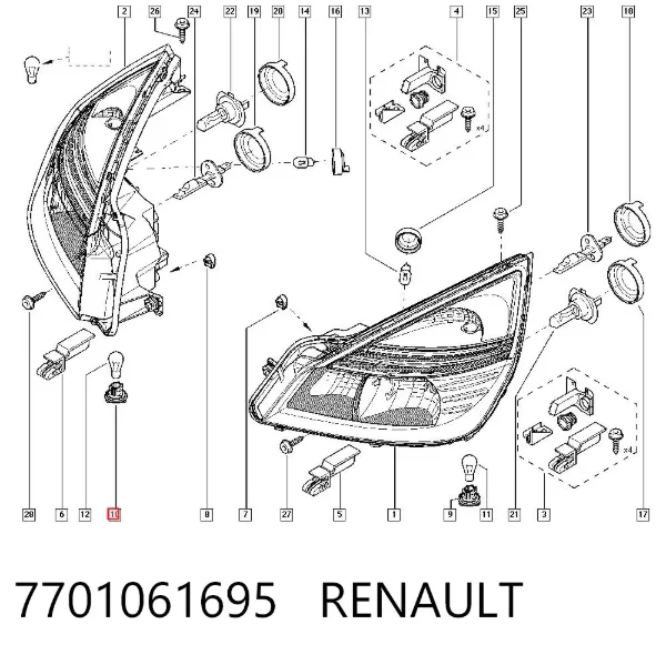 Placa de contacto de luz trasera 7701061695 Renault (RVI)