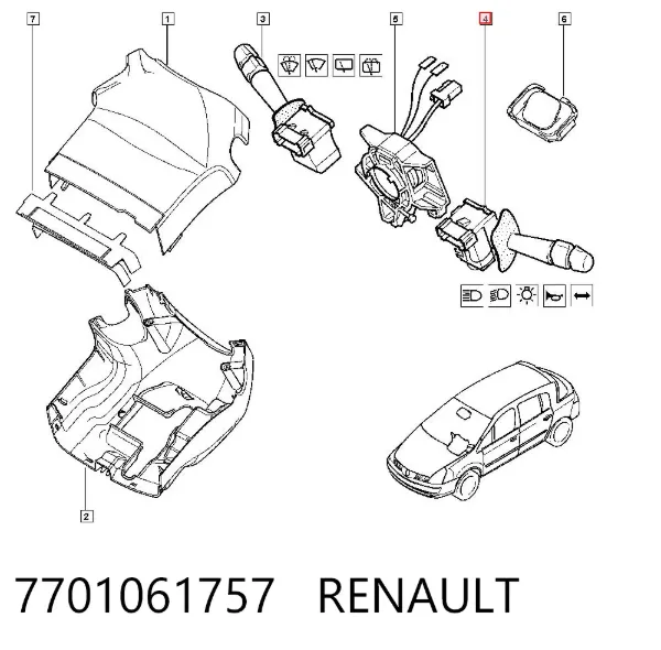Conmutador izquierdo de la columna de dirección 7701061757 Renault (RVI)
