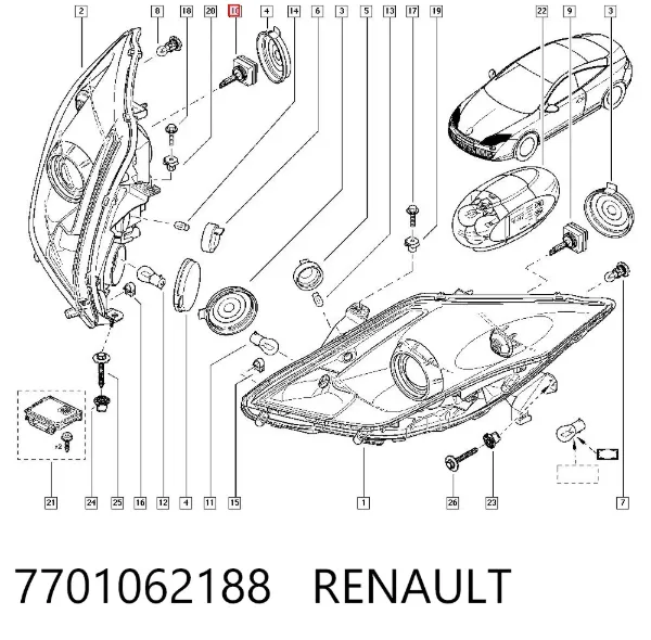 Bombilla de xenón 7701062188 Renault (RVI)