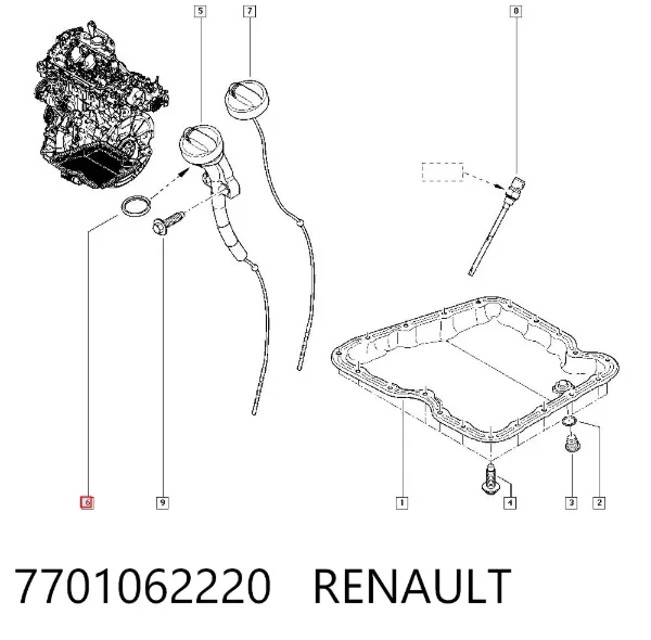 Anillo de sellado de la boca de llenado de aceite 7701062220 Renault (RVI)