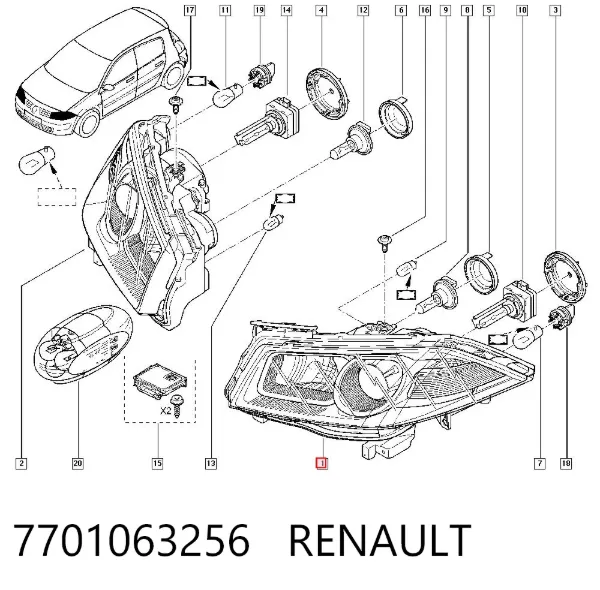 Faro izquierdo 7701063256 Renault (RVI)