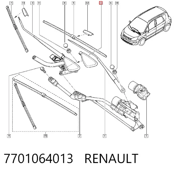 Cubierta del brazo del limpiaparabrisas 7701064013 Renault (RVI)