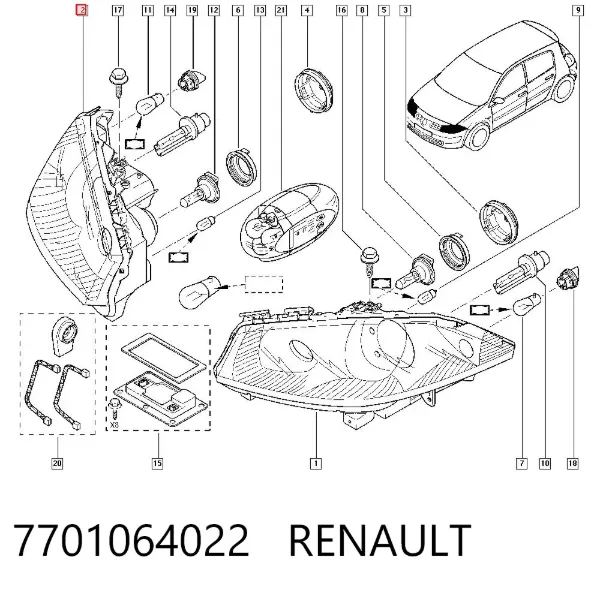 Faro derecho 7701064022 Renault (RVI)