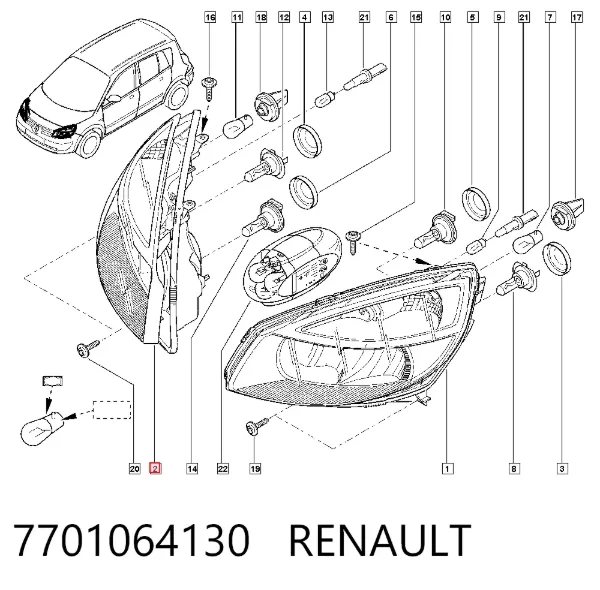 Faro derecho 7701064130 Renault (RVI)