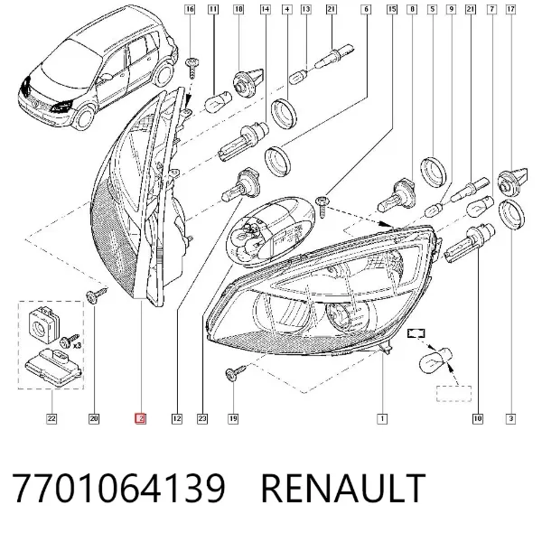 Faro derecho 7701064139 Renault (RVI)