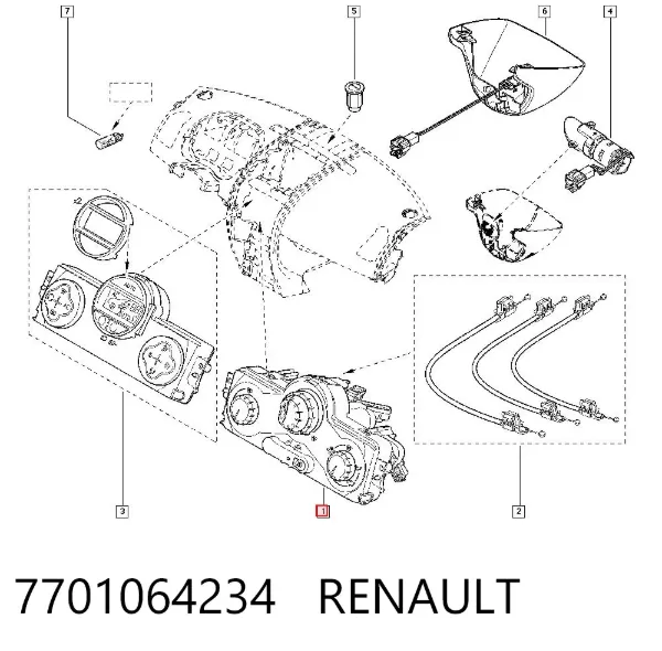 Unidad de control aire acondicionado 7701064234 Renault (RVI)