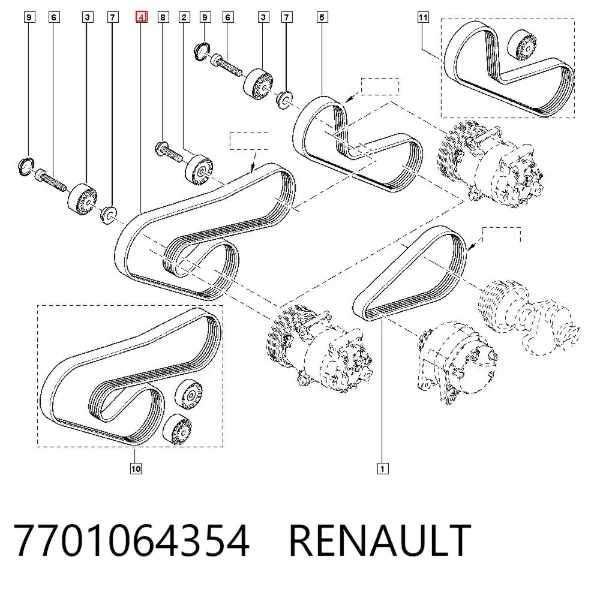 Correa de alternador 7701064354 Renault (RVI)
