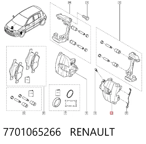 Pinza de freno delantera izquierda 7701065266 Renault (RVI)