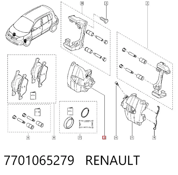 Pinza de freno delantera derecha 7701065279 Renault (RVI)
