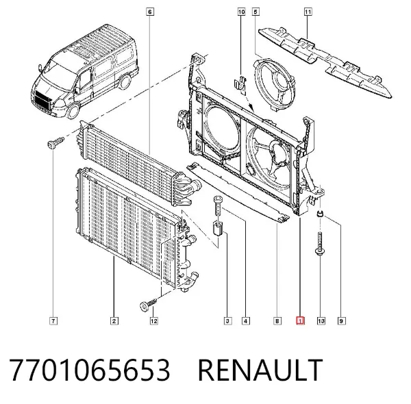 Ventilador de refrigeración completo derecho (motor y hélice) 7701065653 Renault (RVI)