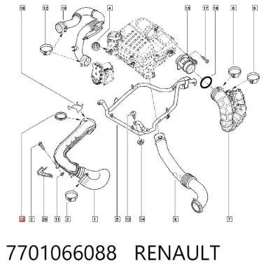 Anillo del conducto de aire de sobrealimentación RENAULT 7701066088