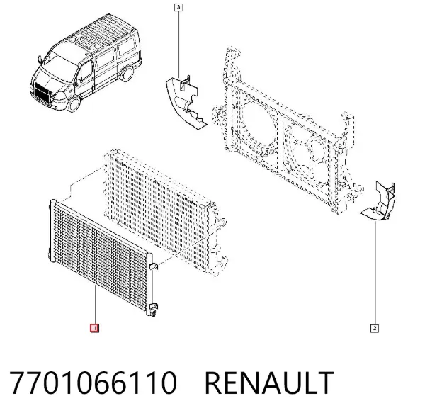 Condensador aire acondicionado 7701066110 Renault (RVI)