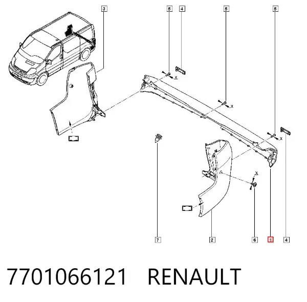 Parachoques trasero, parte central 7701066121 Renault (RVI)