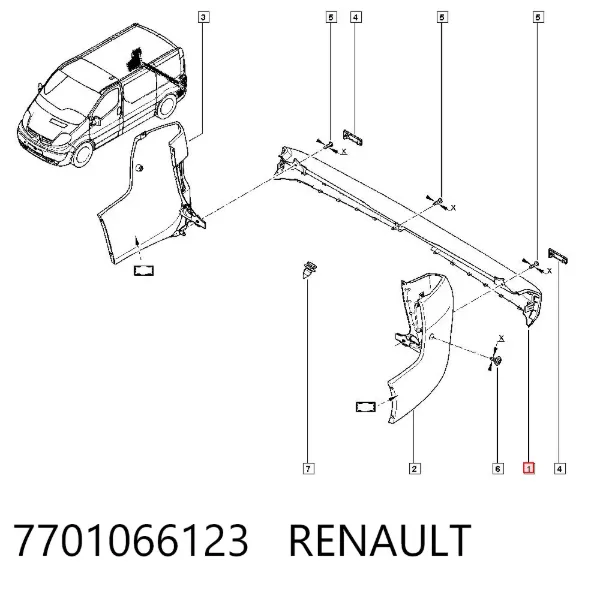 Parachoques trasero 7701066123 Renault (RVI)