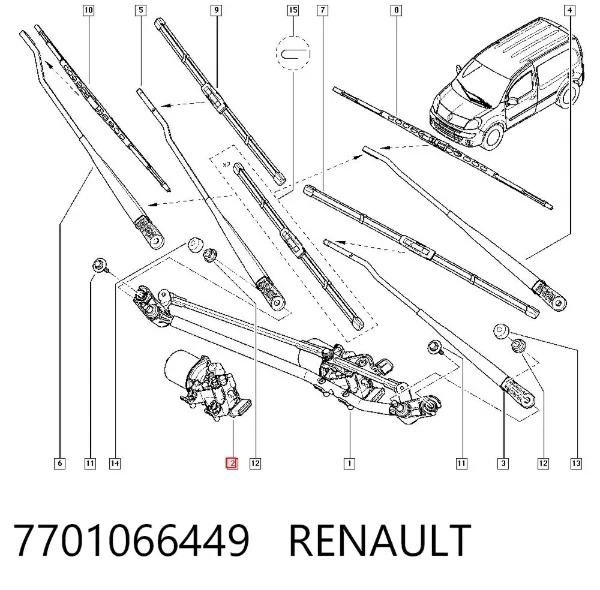 Motor limpiaparabrisas 7701066449 Renault (RVI)
