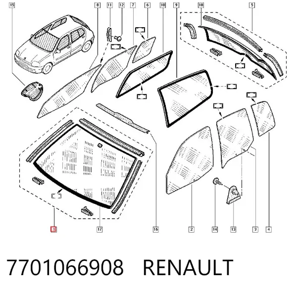 Parabrisas 7701066908 Renault (RVI)