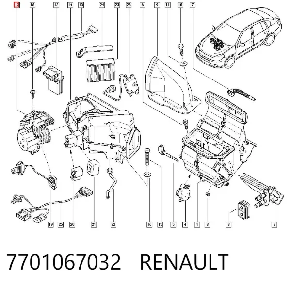 Ventilador habitáculo 7701067032 Renault (RVI)