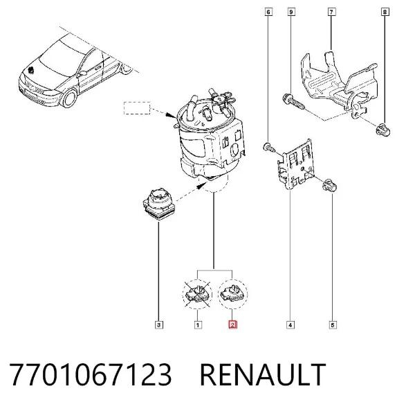 Filtro de combustible 7701067123 Renault (RVI)