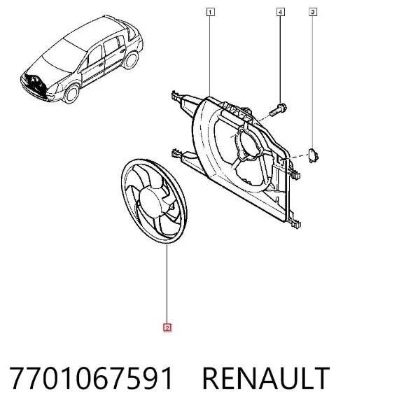 Ventilador del radiador 7701067591 Renault (RVI)