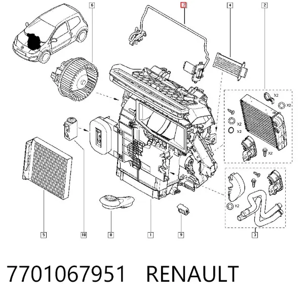 Resistencia de calefacción 7701067951 Renault (RVI)