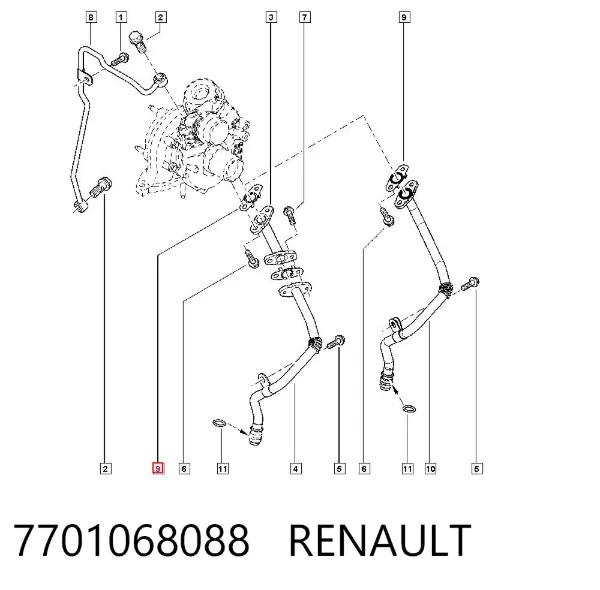 Junta de manguera de drenaje de aceite de turbina 7701068088 Renault (RVI)