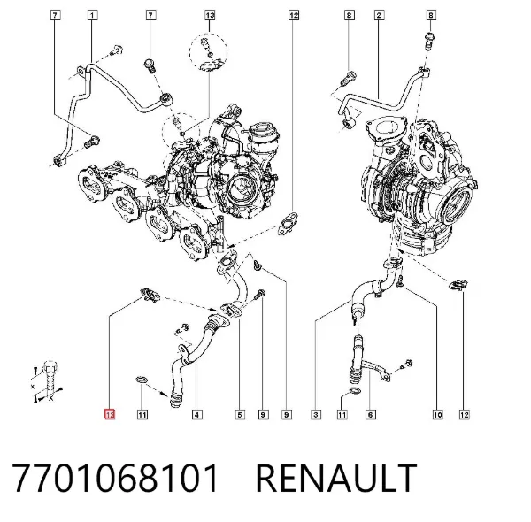 Junta de manguera de drenaje de aceite de turbina 7701068101 Renault (RVI)