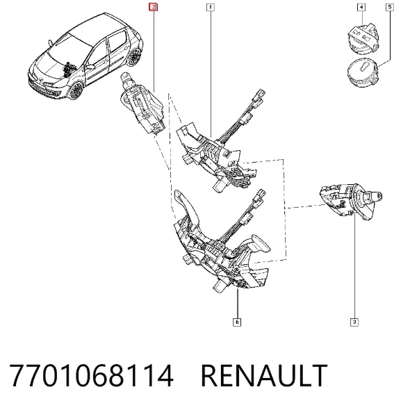 Conmutador derecho de la columna de dirección 7701068114 Renault (RVI)