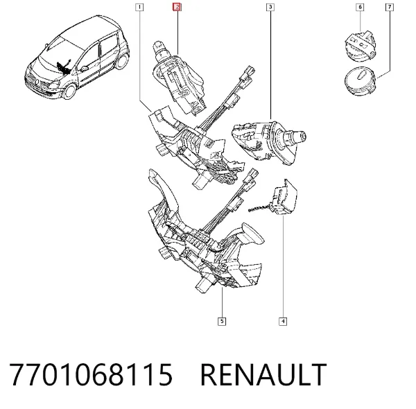 Conmutador derecho de la columna de dirección 7701068115 Renault (RVI)