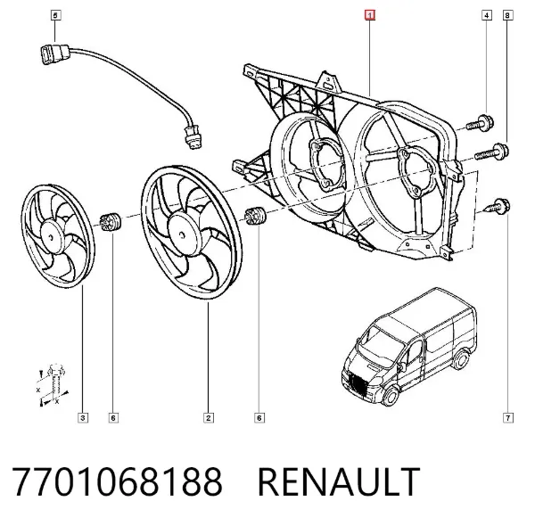 Bastidor radiador 7701068188 Renault (RVI)