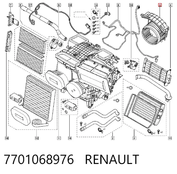 Ventilador habitáculo 7701068976 Renault (RVI)